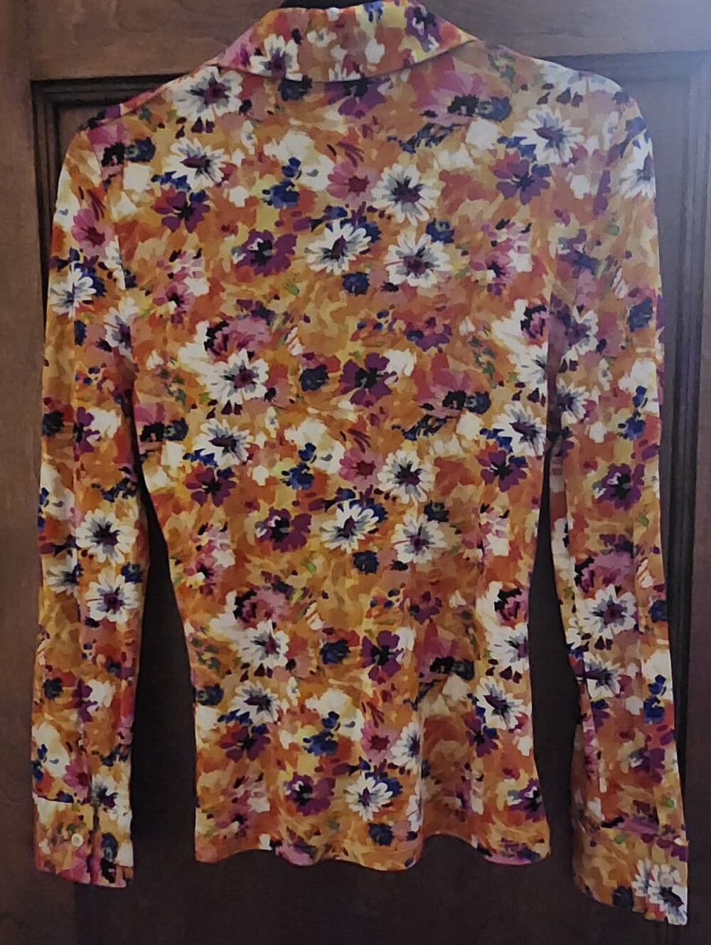 MSGM Yellow Multi-Color Floral Ruched Button-Down Shirt - Picture 2 of 3